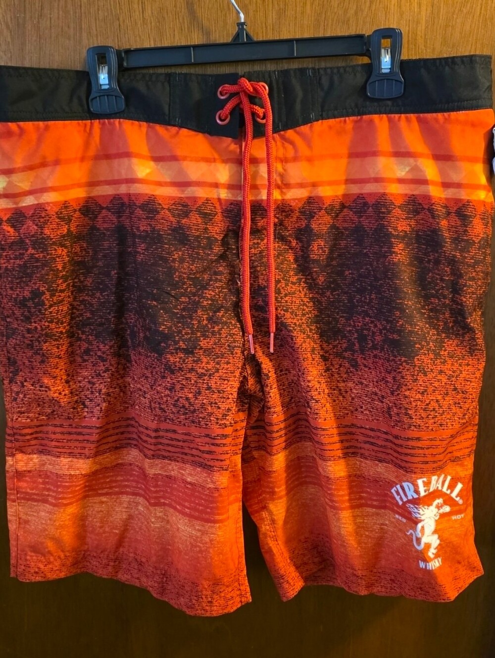 Fireball Whisky Men's Size 2XL Orange & Black Ombre Logo Board Shorts NEW